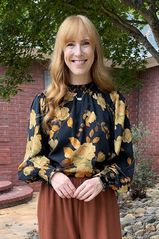 Black Floral Printed Blouse