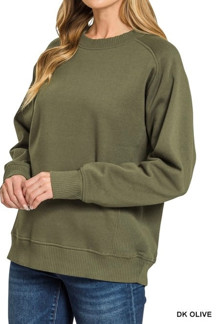 Fleece Ribbed Side Insert Sweatshirt