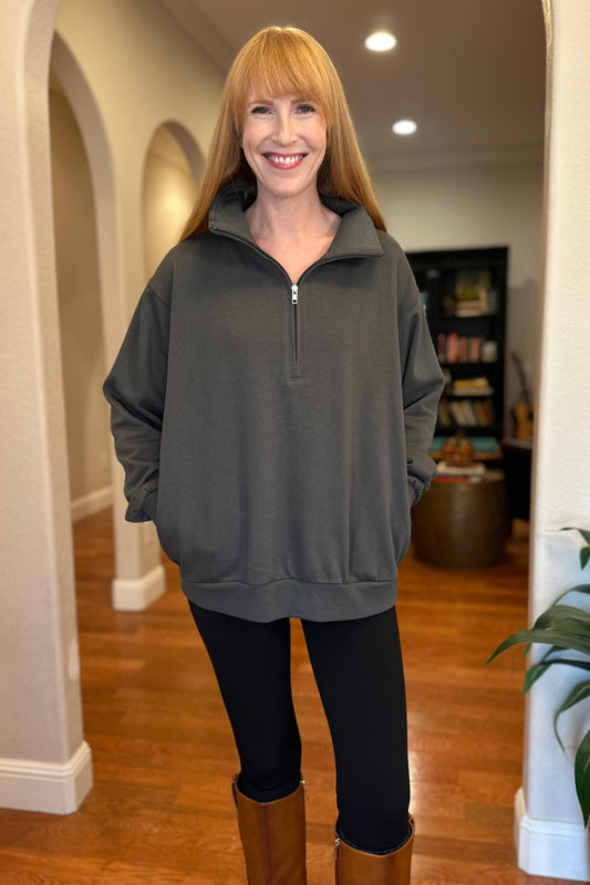 Fleece Half Zip Up With Mock Neck Collar