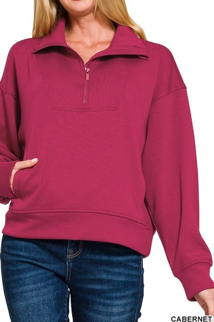 Cabernet Scuba 1/2 Zip Wide Pants Set