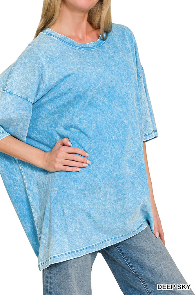 Zenana Acid Wash Oversized Boyfriend Tee