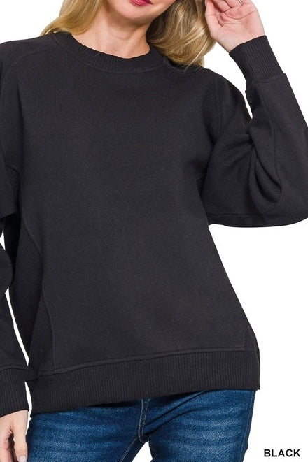 Fleece Ribbed Side Insert Sweatshirt