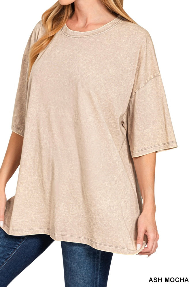 Zenana Acid Wash Oversized Boyfriend Tee
