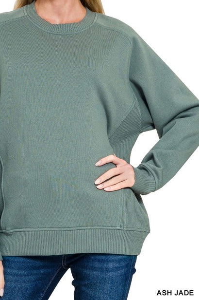 Fleece Ribbed Side Insert Sweatshirt