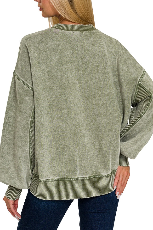 Zenana Oversized Ribbed Insert Sweatshirt