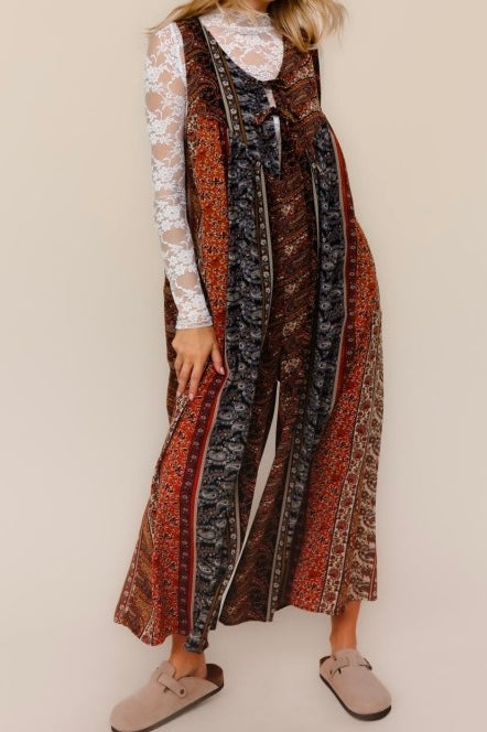 Rust Boho Print Jumpsuit