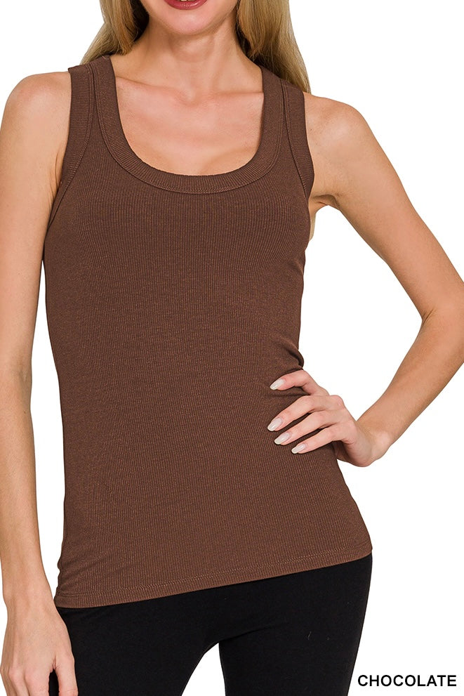 Zenana Ribbed Scoop Neck Tank