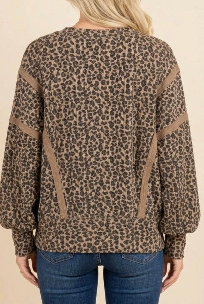 Reverse Seam Leopard Pullover