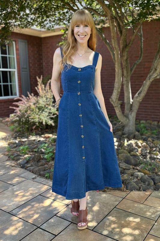 Dark Chambray Button Down Dress
