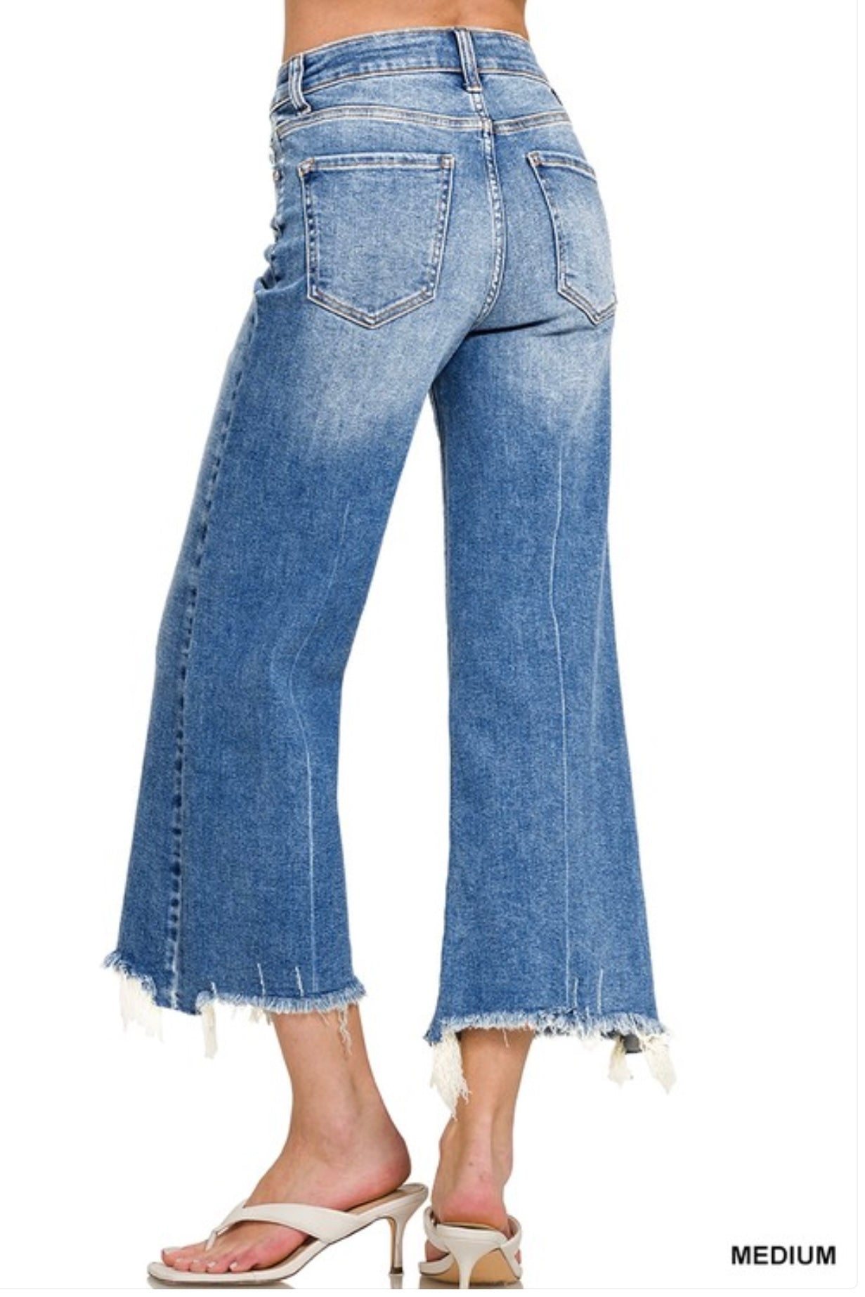 Zenana Wide Leg Cropped Straight Jeans