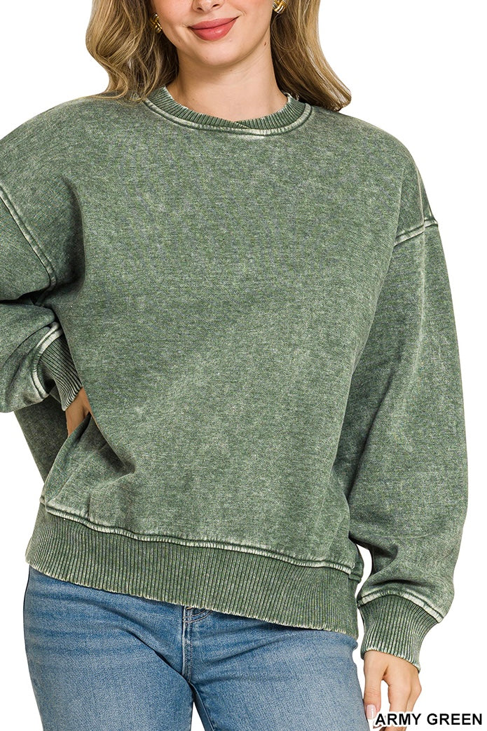Zenana Oversized Rib Overlay Neck Sweatshirt