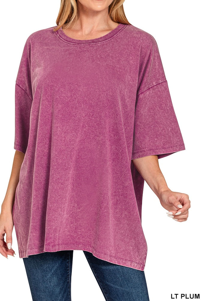 Zenana Acid Wash Oversized Boyfriend Tee