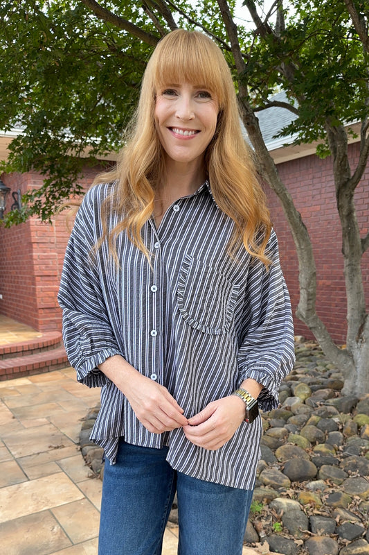 Striped Button Down Oversized Shirt