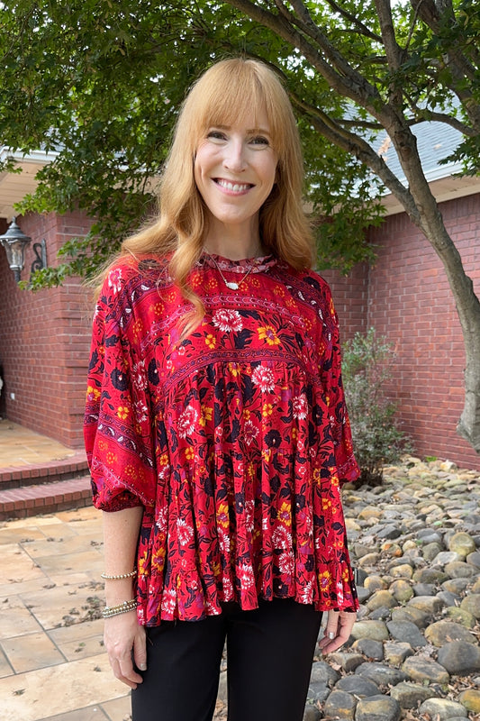 Tomato Tribal Printed Babydoll Tunic