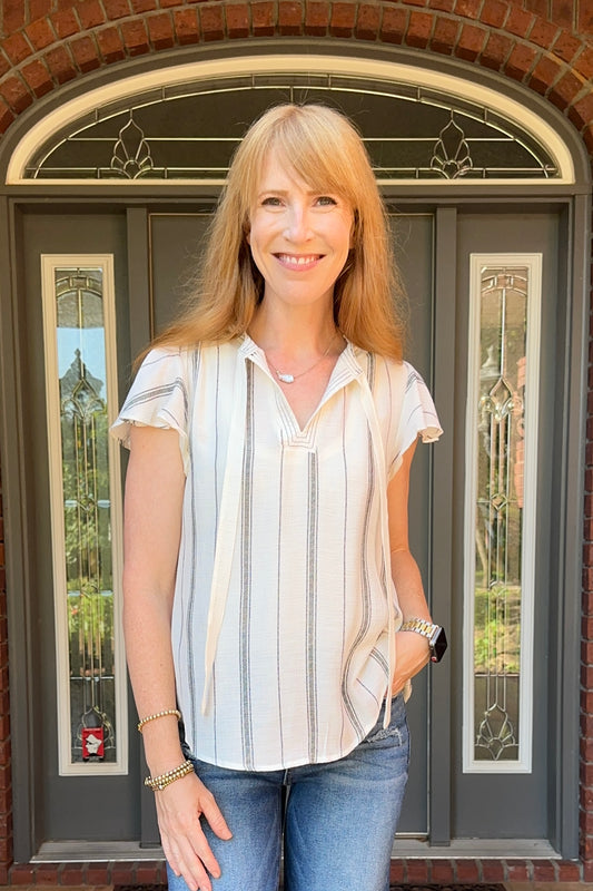 Stripe Front Tie Top