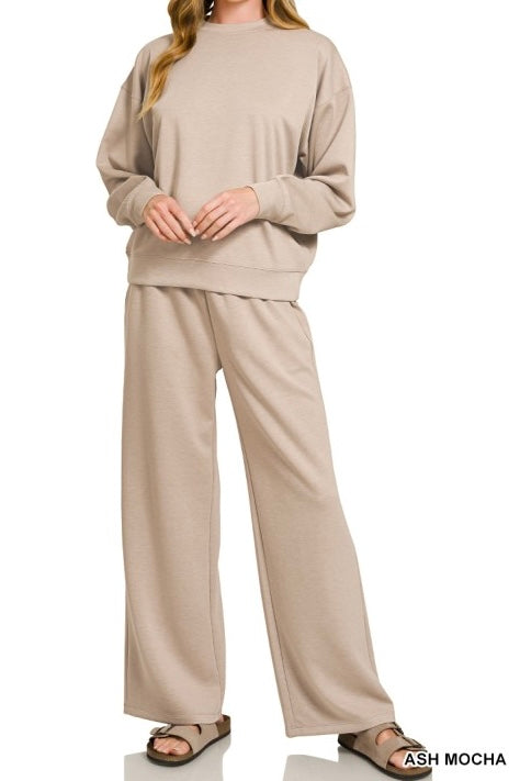 Pullover Scuba Straight Pants Set
