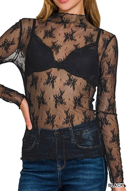 Long Sleeve Lace Laying Top