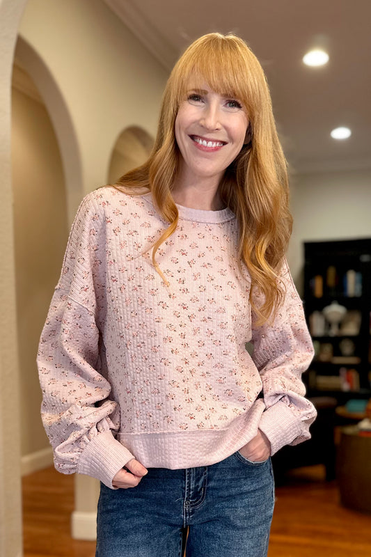 Pink Oversized Floral Pullover