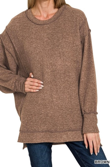 Brushed Melange Reverse Seam Tunic