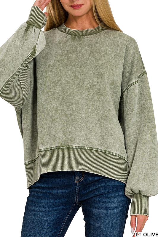 Zenana Oversized Ribbed Insert Sweatshirt