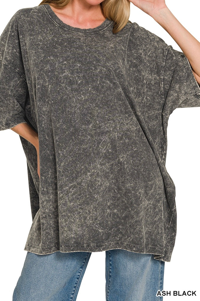 Zenana Acid Wash Oversized Boyfriend Tee