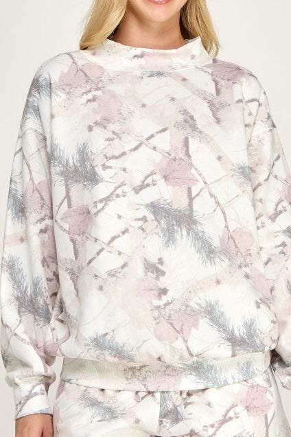 Pine Pink Camo Mock Neck Sweatshirt