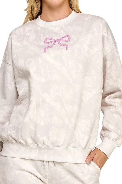 Camo Pink Embroidered Bow Sweatshirt