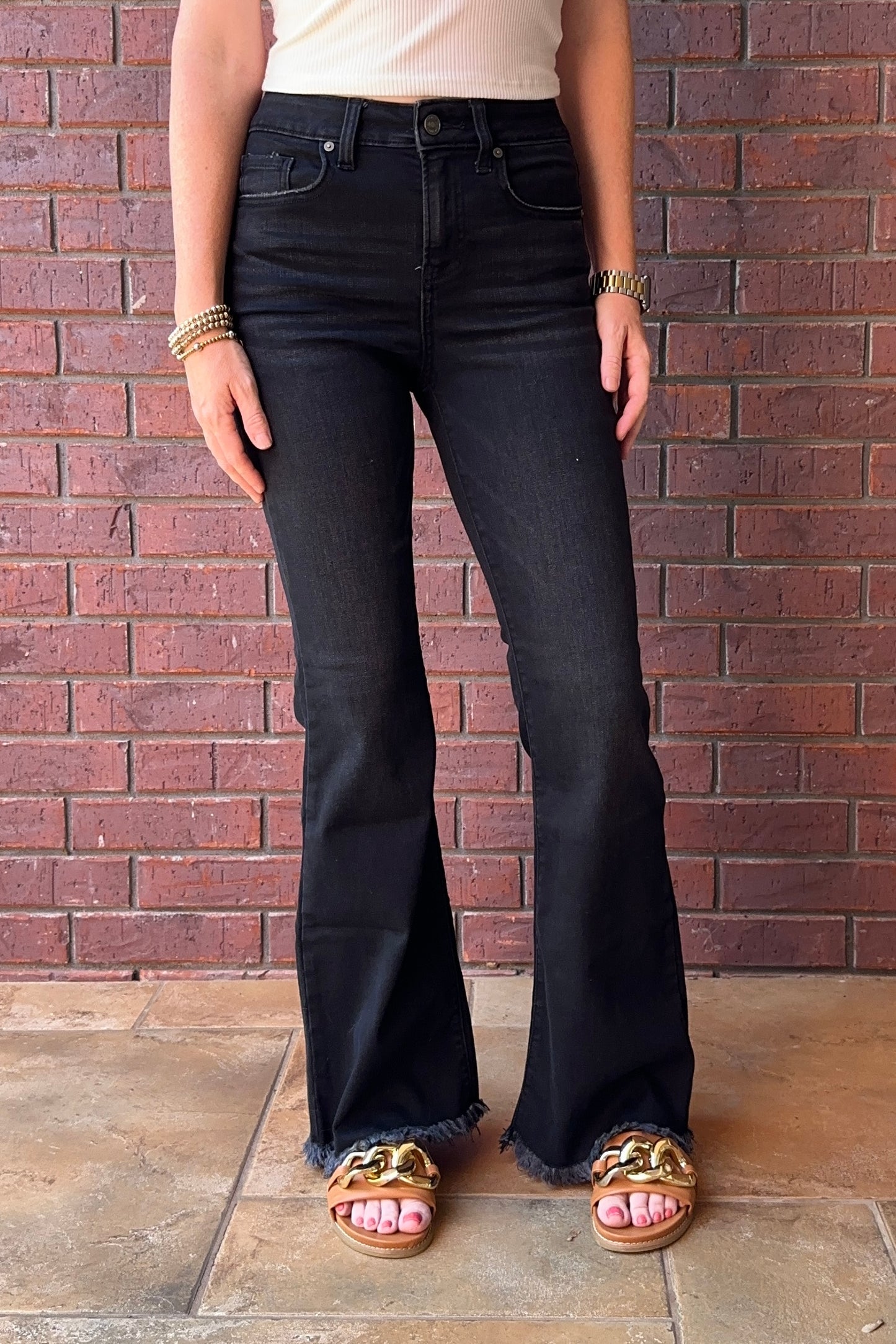 Black High Rise Bell Bottom Jeans