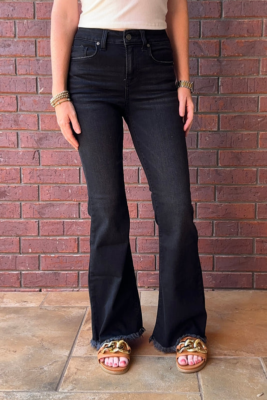 Black High Rise Bell Bottom Jeans
