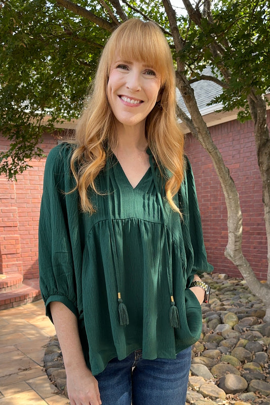 Hunter Flowy Pleated Blouse