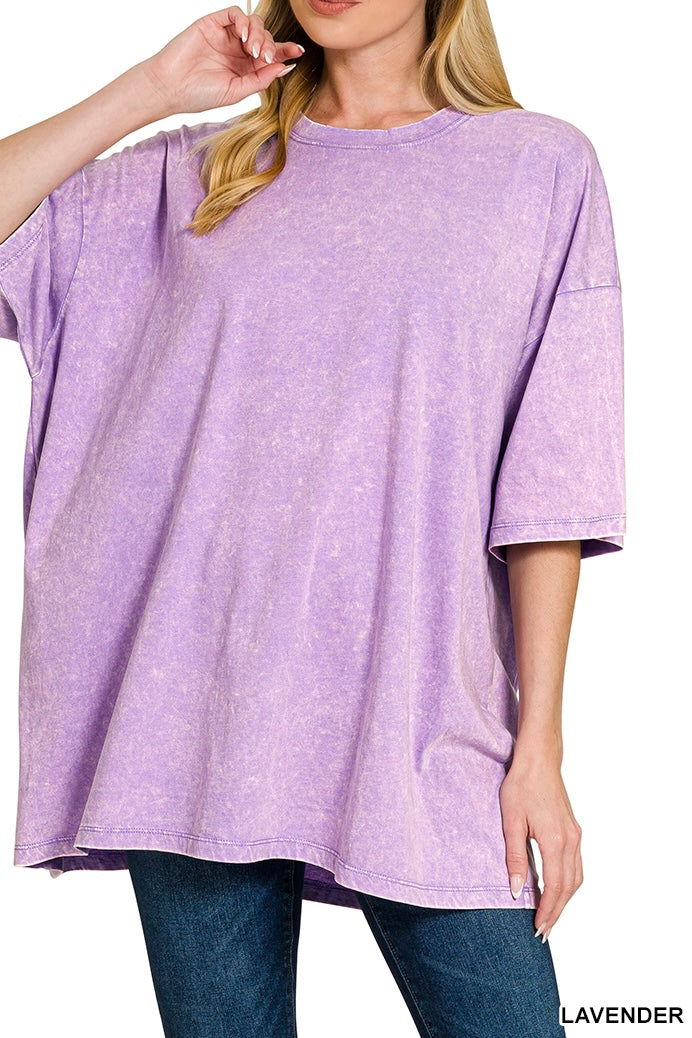 Zenana Acid Wash Oversized Boyfriend Tee