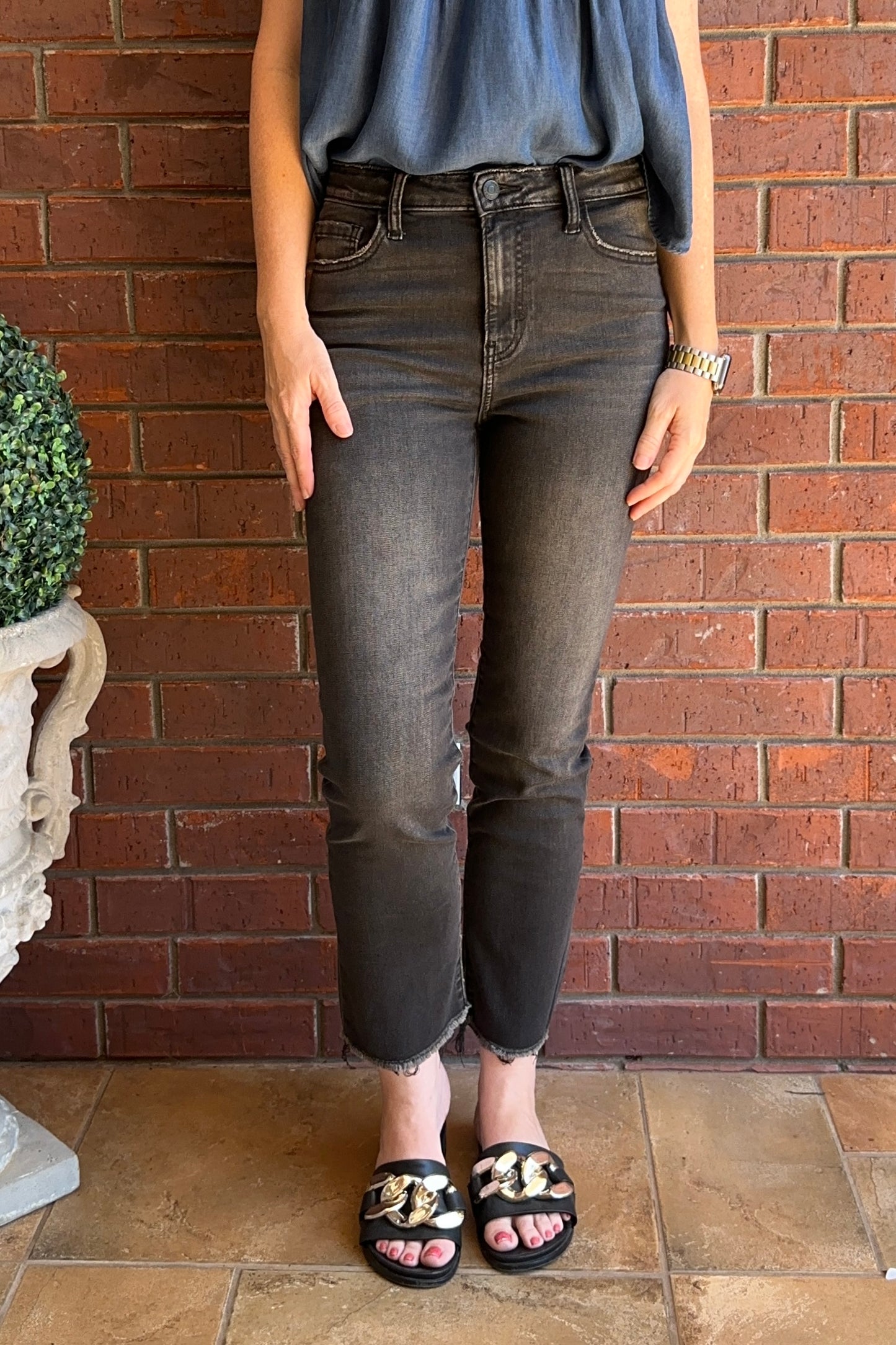 Black Washed Relaxed Straight Jeans