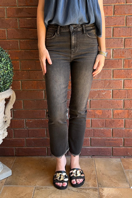 Black Washed Relaxed Straight Jeans