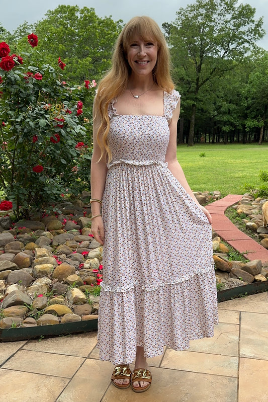 Tiny Floral Ruffle Detailed Flowy Dress