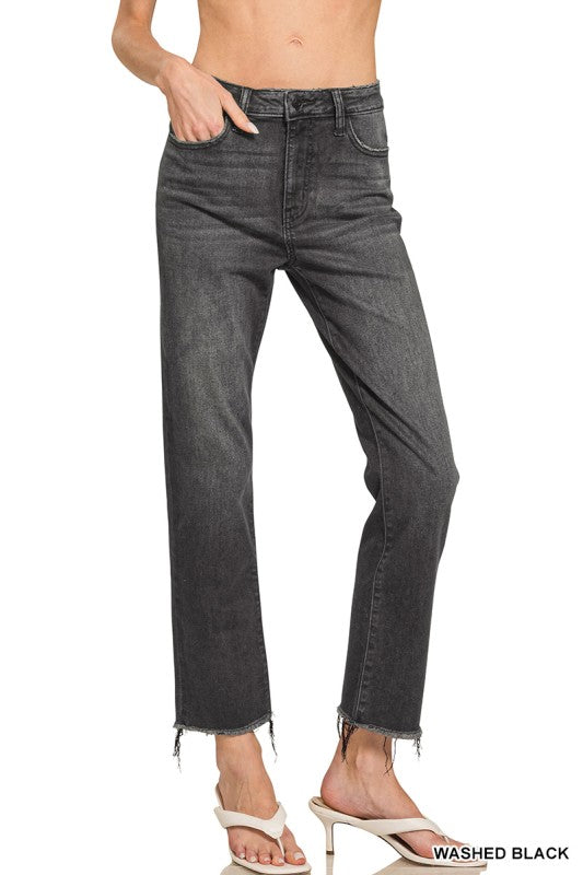 Black Washed Relaxed Straight Jeans