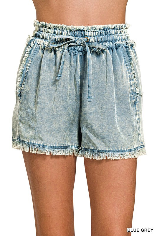 Paper Bag Waist Tencel Shorts