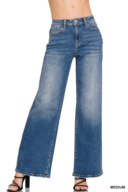 High Rise Medium Wash Straight Leg Jeans