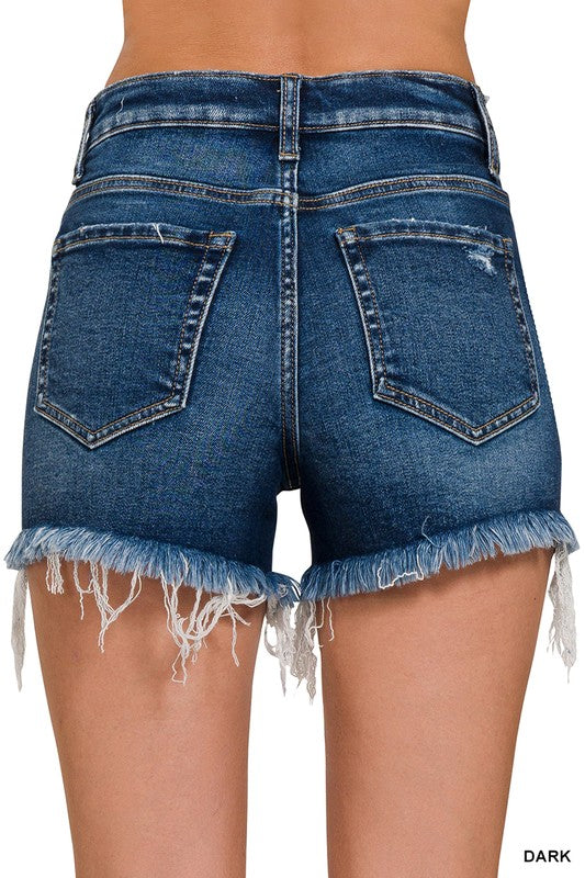 Raw Frayed Hem Denim Shorts
