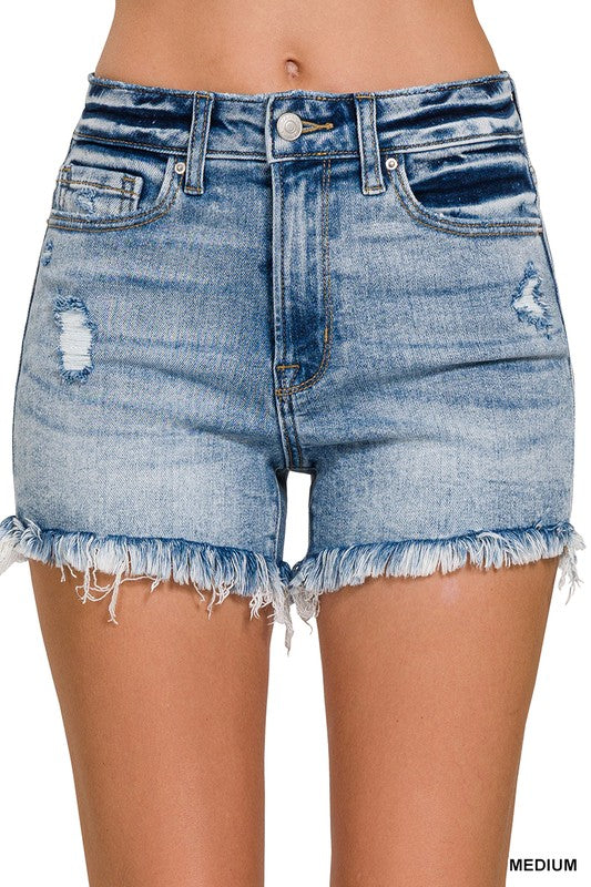 Raw Frayed Hem Denim Shorts
