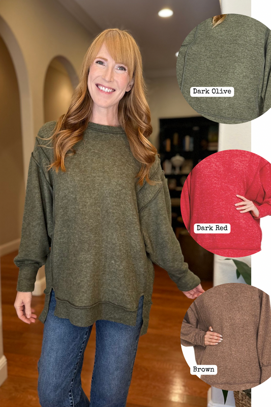 Brushed Melange Reverse Seam Tunic