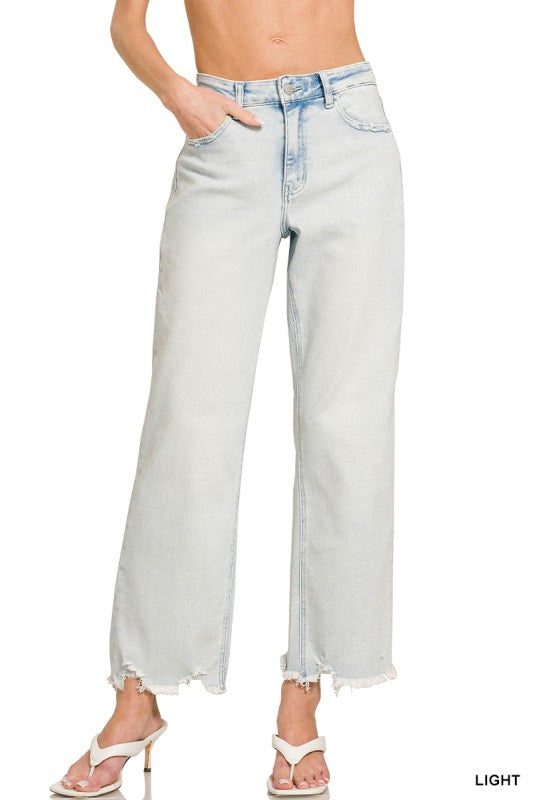 Distressed Hem Light Wash Bleach Our Straight Jeans