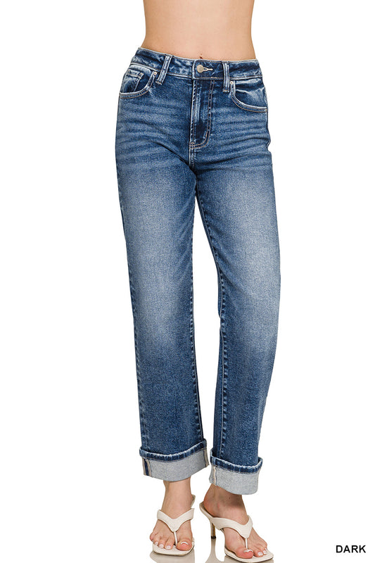 Cuffed Straight Jeans