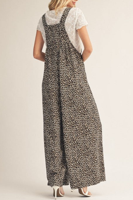 Wide Leg Leopard Overalls
