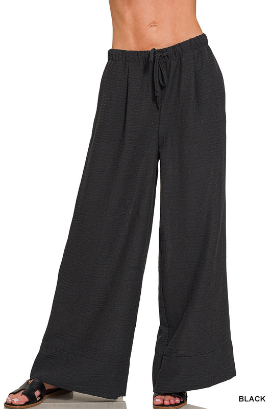 Zenana Woven Airflow Pull On Pants