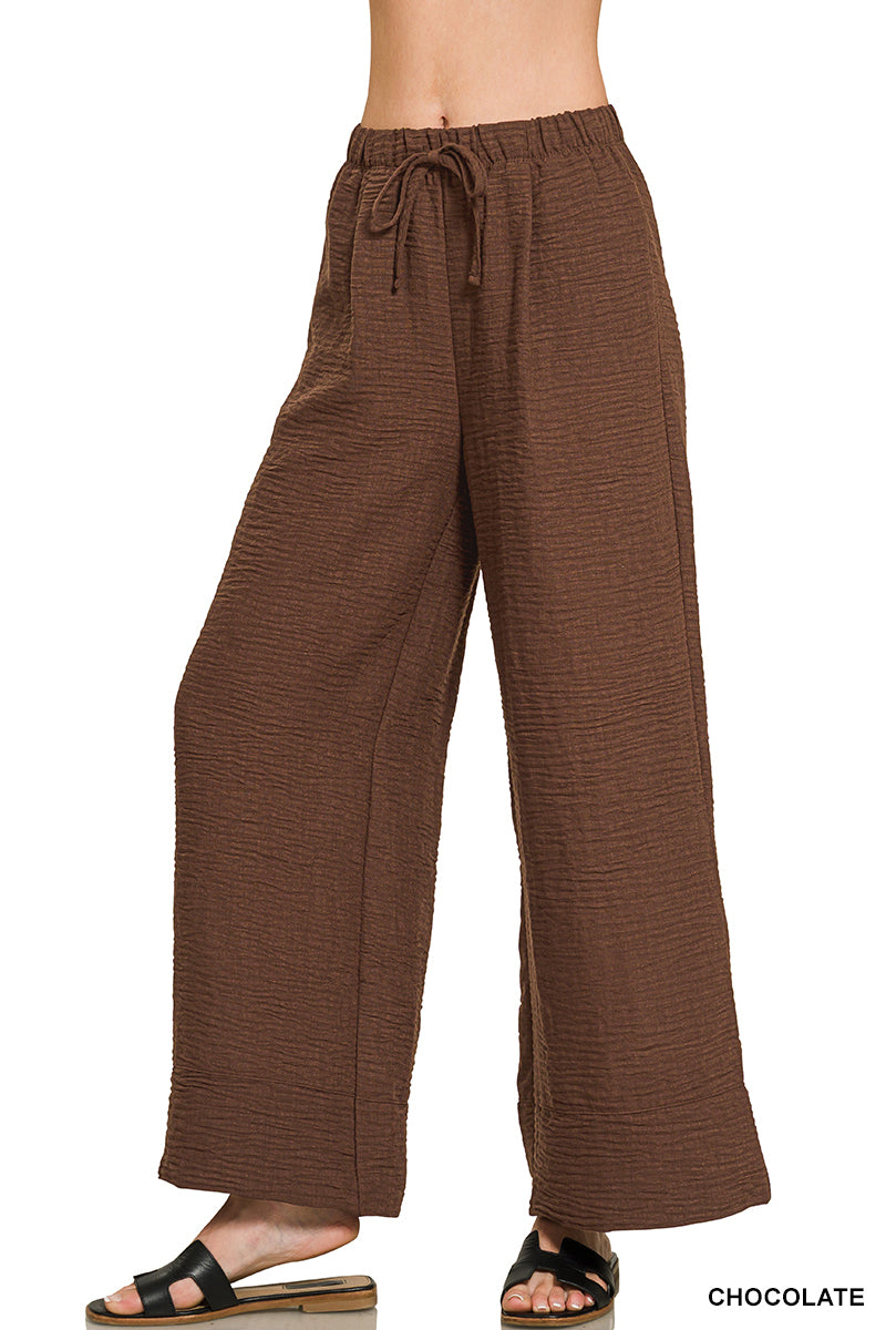 Zenana Woven Airflow Pull On Pants