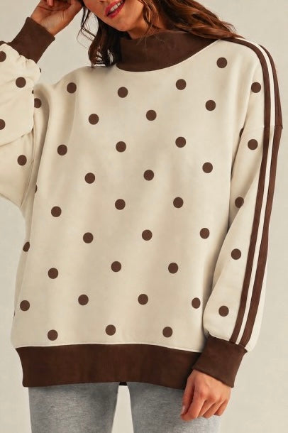 Oversized Brown Polka Dot Pullover