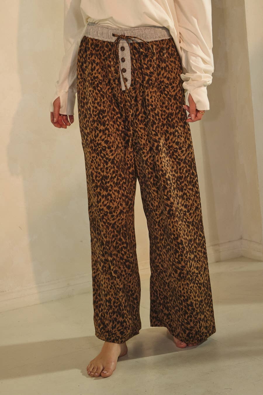 Leopard Print Wide-leg Pants