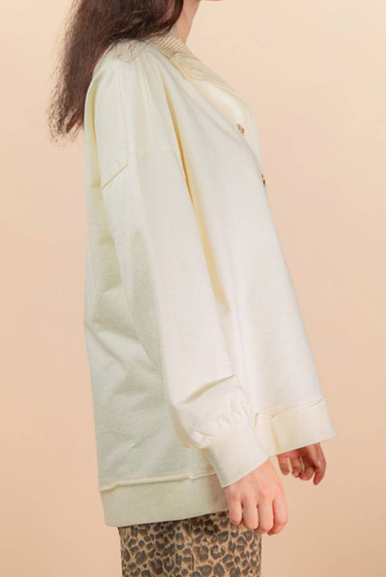 Mock Neck Mineral Washed Knit Causal Top