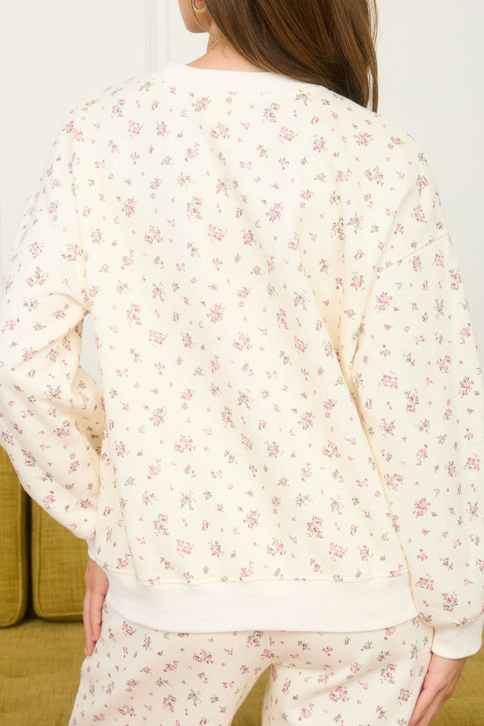 Pink Floral Crewneck Pullover