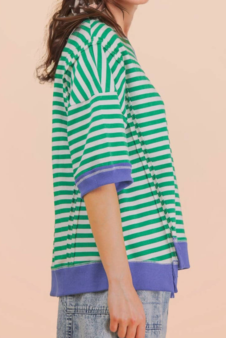 Oversized Stripe Casual Knit Top